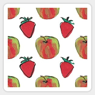 Apples and strawberries on white Sticker